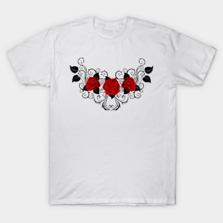 Symmetrical Pattern of Red Roses (without a shadow) T-Shirt